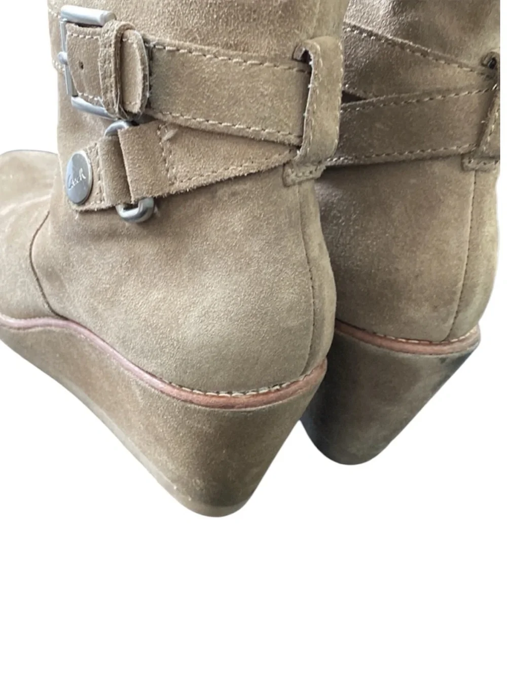 COACH Candid Suede Knee-High Wedge Boots in Clay (Tan) Size 8